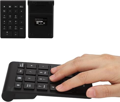22 Keys Numeric Keypad, BT 5.0 3 Million Times Exceptional Longevity Ergonomic Design Ultrathin Numeric keypad for Laptop PC Desktop Notebook (Black) in Saudi Arabia