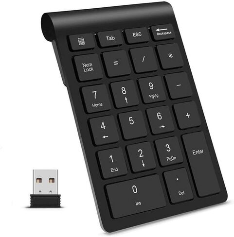 Mini Numpad Ergonomic Computer Number Pad with USB Receiver, Portable Mini Financial Accounting Numeric Pad(Silver) in Saudi Arabia