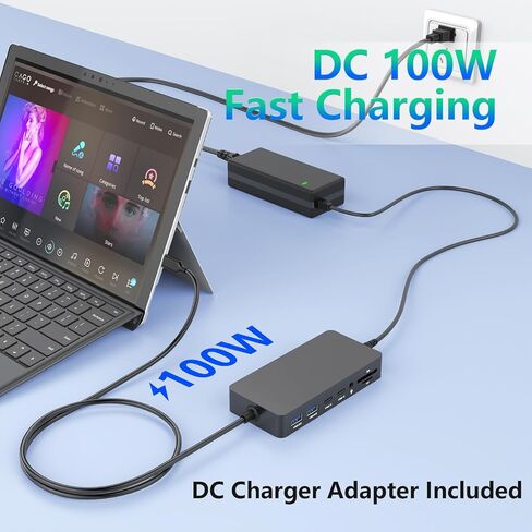 Surface Thunderbolt 4 Dock Triple Displays with 100W Power Supply, 12 in 1 Surface USB4 Dock with Dual 4K HDMI+VGA for Surface Pro 12/11/10/9/8/X/7+/7, Laptop 7/6/5/4/3,Go 4/3/2/1,Studio 2/1 in Saudi Arabia