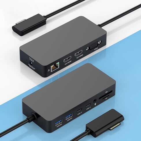 Surface Docking Station Triple Displays Dual HDMI + VGA with Power Adapter,12 in 1 Surface Dock 2 for Microsoft Surface Pro 12/11/10/9/8/X/7/6/5/4/3,Surface Laptop 7/6/5/4/3/2/1,Surface Book Go in Saudi Arabia