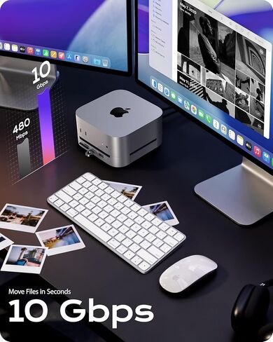 حامل Stouchi Mac mini M4 مع حاوية SSD سعة 8 تيرابايت NVMe SATA، 2 * USB A 10 جيجابت في الثانية، 4K@60 هرتز HDMI، فتحة SD/TF، ​​2 * منفذ بيانات USB A، صوت 3.5 مم، زر طاقة سهل وواي فاي مستقر لجهاز Mac mini M4/Pro 2024 in Kuwait
