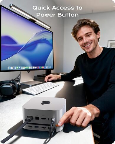 حامل Stouchi Mac mini M4 مع حاوية SSD سعة 8 تيرابايت NVMe SATA، 2 * USB A 10 جيجابت في الثانية، 4K@60 هرتز HDMI، فتحة SD/TF، ​​2 * منفذ بيانات USB A، صوت 3.5 مم، زر طاقة سهل وواي فاي مستقر لجهاز Mac mini M4/Pro 2024 in Kuwait