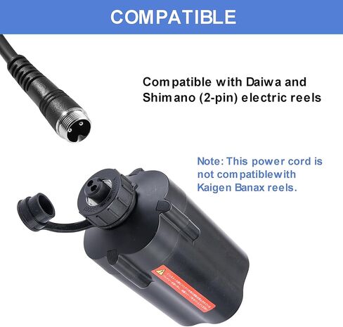 Electric Fishing Reel Battery Power Cable, 1.5FT Tangle-Free Cord Compatible with Daiwa Tanacom Seaborg & Shimano BeastMaster ForceMaster, Rust-Proof Copper Wire for Portable Marine Setup in Saudi Arabia