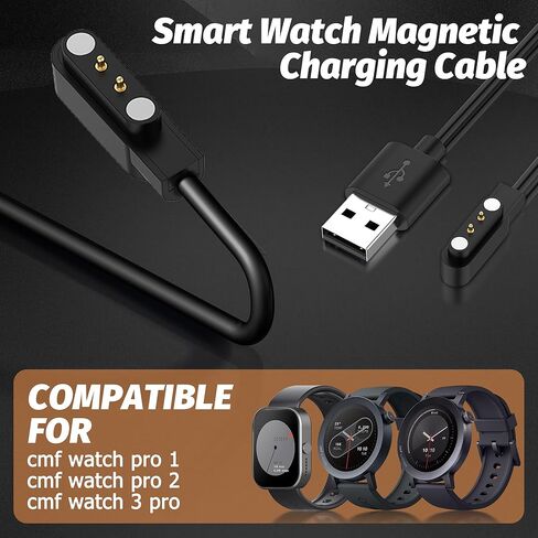 عبوتان كابل شحن USB A بطول 3.94 قدم متوافق مع CMF Watch 3 Pro/CMF Watch Pro 2 / Pro 1 كابل USB محول شحن بديل 120 سم in Kuwait