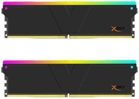 وحدة ذاكرة ترقية سطح المكتب للألعاب V-Color Manta XSky DDR5 32GB (2x16GB) 6400MHz CL32 1.4V SK Hynix IC RGB باللون الأسود، لـ AMD EXPO TMXSAL1664832KWK in Kuwait