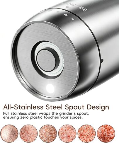 Electric Salt and Pepper Grinder Set - Automatic Stainless Steel Rechargeable Salt and Pepper Grinder Set with Storage Base, Large Capacity, LED Light & Adjustable Coarseness, Ideal Kitchen Gadget in Saudi Arabia