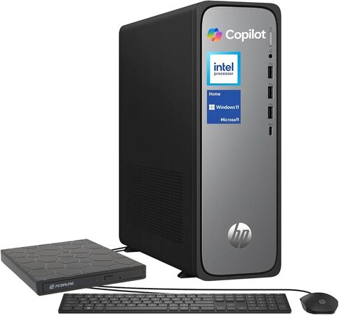 سطح المكتب HP New Model OmniDesk Slim SFF المضغوط، ذاكرة الوصول العشوائي DDR5 سعة 8 جيجابايت، وحدة تخزين SSD سعة 256 جيجابايت، دعم شاشتين، لوحة مفاتيح سلكية وماوس متضمن، معالج Intel 300، W11 Pro، حزمة برامج تشغيل DVD الخارجية in Saudi Arabia