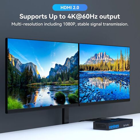 KVM Switch 2 شاشات 3 أجهزة كمبيوتر محاكاة EDID 4K @ 60 هرتز 3 منافذ HDMI KVM مفاتيح شاشة مزدوجة لـ 3 أجهزة كمبيوتر مشاركة 4 منافذ USB 3.0 وشاشتين مع وحدة تحكم سطح المكتب in Kuwait