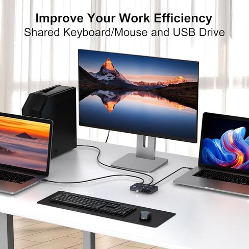 THXCDBID USB 3.0 Switch 3 أجهزة كمبيوتر مشاركة 4 USB-A Port USB Switch Selector 5Gbps مشاركة لوحة المفاتيح والماوس والطابعة الماسح الضوئي يتضمن 3 كابلات إدخال USB 3.0 وجهاز تحكم عن بعد بالأشعة تحت الحمراء in Saudi Arabia
