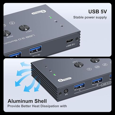 THXCDBID USB 3.0 Switch 3 أجهزة كمبيوتر مشاركة 4 USB-A Port USB Switch Selector 5Gbps مشاركة لوحة المفاتيح والماوس والطابعة الماسح الضوئي يتضمن 3 كابلات إدخال USB 3.0 وجهاز تحكم عن بعد بالأشعة تحت الحمراء in Saudi Arabia