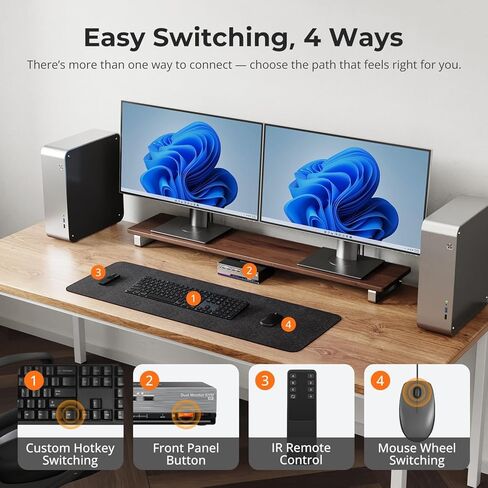 TESmart 8K@60Hz DP KVM Switch 2 Monitors 2 Computers EDID, DP 1.4 KVM Switch Dual Monitor 4K@144Hz for Gaming Dock, Gigabit Network, Support USB3.0, Hotkey Switch, Audio & Mic with All Input Cables in Saudi Arabia