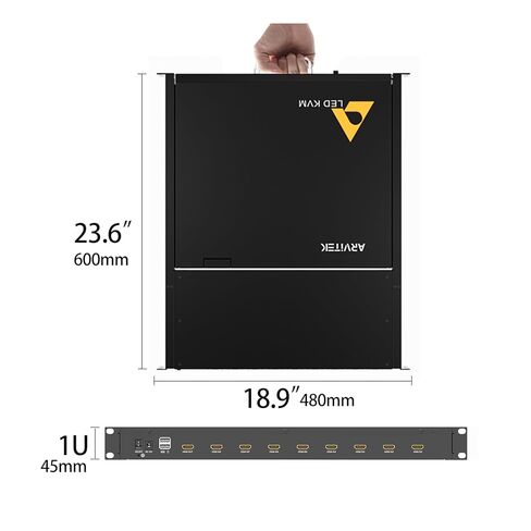 1U Rack Mount KVM Console, Arvitek 17.3" LCD Monitor KVM Switch 8 Port HDMI w/Cables, 1080P, Built-in Keyboard Touchpad, Fits 19" Rackmount Cabinet (Depth 600–810mm) in Saudi Arabia