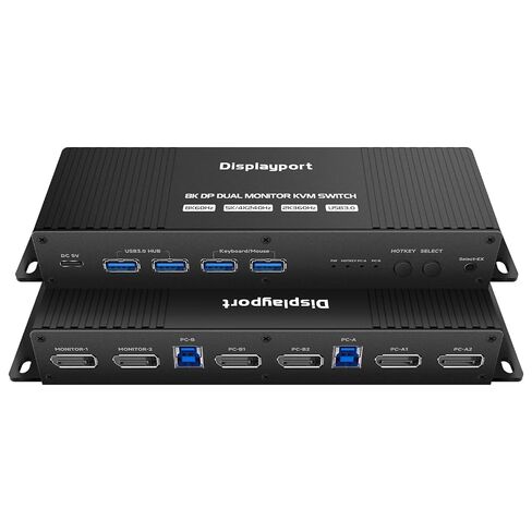 Kvm Switch Displayport 2 Monitors 2 Computers 4K 240Hz Hotkey Switching kvm Switches Dual Monitors dp 2.1 1440P 144Hz 165Hz 240hz FreeSync G-SYNC Compatible with mac m1 pro in Saudi Arabia