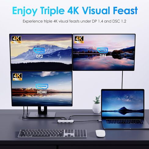 Laptop Docking Station, WAVLINK Quad Monitor Docking Station with Dual DP, HDMI, VGA, 100W PD in, 3* USB-A2.0 for Wireless Device, Compatible with Dell/HP/Lenovo etc, Windows Systerm Computer Only in Saudi Arabia