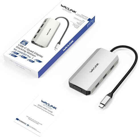 Laptop Docking Station, WAVLINK Quad Monitor Docking Station with Dual DP, HDMI, VGA, 100W PD in, 3* USB-A2.0 for Wireless Device, Compatible with Dell/HP/Lenovo etc, Windows Systerm Computer Only in Saudi Arabia