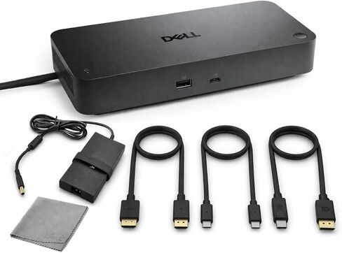 Dell Pro SD25TB4 Thunderbolt 4 Dock Bundle – 130W Docking Station, Multi-Display Support, HDMI + DisplayPort + USB C Cable, Includes Cables & Cleaning Cloth - Black in Saudi Arabia