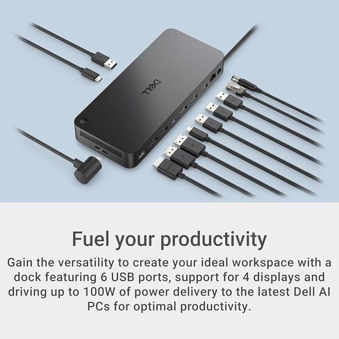 Dell Pro SD25TB4 Thunderbolt 4 Dock Bundle – 130W Docking Station, Multi-Display Support, HDMI + DisplayPort + USB C Cable, Includes Cables & Cleaning Cloth - Black in Saudi Arabia