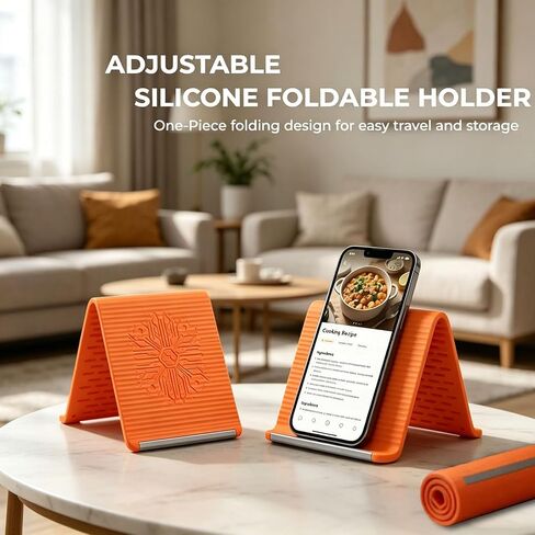 Flexible Silicone Phone Stand with Aluminum,Adjustable Foldable Silicone Phone Stand, Portable Multi-Angle Anti-Slip Holder for Phones, Tablets, Rollable Design for Home or Office (Black) in Saudi Arabia