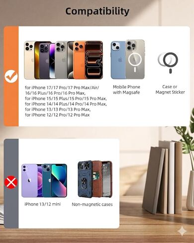محفظة ExtreLife لمحفظة MagSafe مع مشبك نقود، محفظة مغناطيسية أقوى لسلسلة iPhone 17/16/15/14/13/12، حجب RFID، لمحفظة iPhone مع حامل ونافذة لبطاقة الهوية وحامل بطاقات 8، أسود كلاسيكي in Kuwait