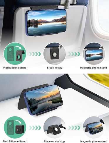Magnetic Airplane Phone Holder, Travel Essentials Foldable Phone Stand for MagSafe, Universal Hands-Free Flexible Desk Stand for Plane, Office, Kitchen in Kuwait
