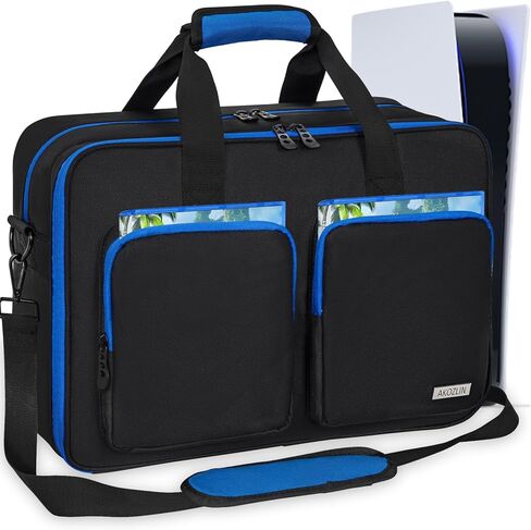 AKOZLIN Three Layers Padded Carrying Travel Bag Large Capacity for PS5 Console PSVR Storage Case Compatible with PlayStation 5 Monitor PlayStation VR Headset,Charger Accessories in Saudi Arabia