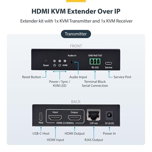 StarTech.com HDMI KVM Extender Over IP Network, 4K 60Hz, Driverless, HDMI and USB Over Ethernet/CAT6 (up to 330ft/100m), AVoIP, Tx/Rx Kit in Saudi Arabia