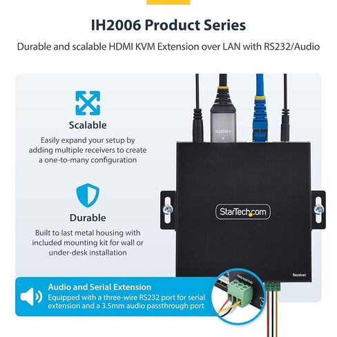 StarTech.com HDMI KVM Extender Over IP Network, 4K 60Hz, Driverless, HDMI and USB Over Ethernet/CAT6 (up to 330ft/100m), AVoIP, Tx/Rx Kit in Saudi Arabia