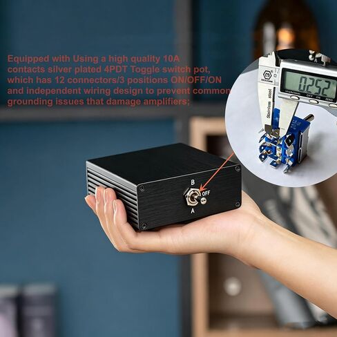 2-Way Passive Audio Switcher 2 in-1 Out/1 in-2 Out Amplifier Speaker Switch Selector, 10A Silver Contact Toggle Switch with Off Position, No External Power,for Home Theater HiFi System in Saudi Arabia
