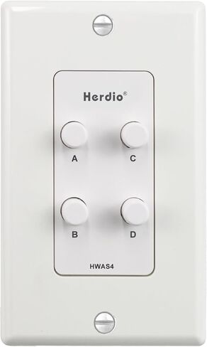 Herdio in-Wall Speaker Selector Switch - 4 Channel Home Audio Speakers Controller for Pair of Speakers - Support 120W Peak Power Per Channel in Saudi Arabia