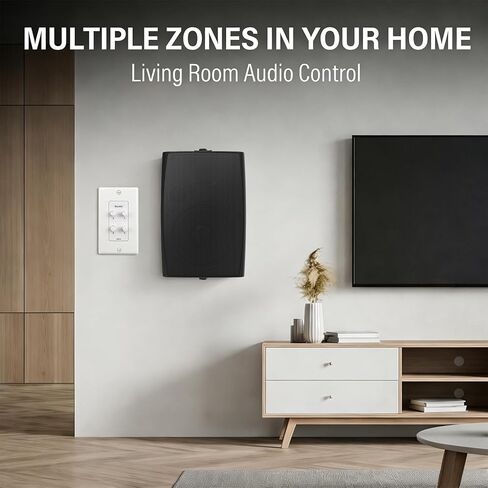 Herdio in-Wall Speaker Selector Switch - 4 Channel Home Audio Speakers Controller for Pair of Speakers - Support 120W Peak Power Per Channel in Saudi Arabia