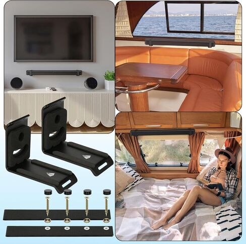 Soundbar Wall Mount for JBL, Bose, Samsung, Vizio, Sony Sound bar with Hook and Loop Straps Metal Sound Bar Shelf for Home RV Boat in Saudi Arabia