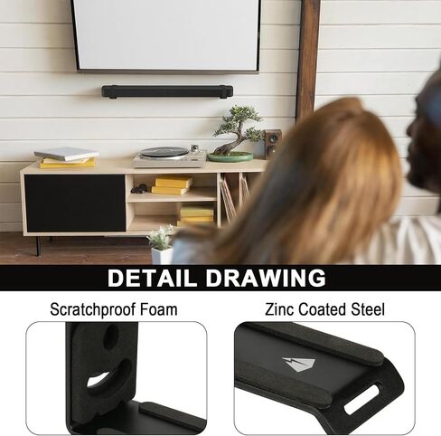 Soundbar Wall Mount for JBL, Bose, Samsung, Vizio, Sony Sound bar with Hook and Loop Straps Metal Sound Bar Shelf for Home RV Boat in Saudi Arabia