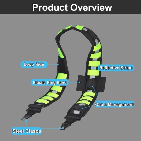 High-Visibility Multi-Purpose Utility Sling Heavy Duty Nylon Strap with Reflective Strips & Fluorescent Green Design for Walkie-Talkie, Water Bottle, Two-Way Radio Pouches in Saudi Arabia