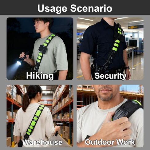 High-Visibility Multi-Purpose Utility Sling Heavy Duty Nylon Strap with Reflective Strips & Fluorescent Green Design for Walkie-Talkie, Water Bottle, Two-Way Radio Pouches in Saudi Arabia