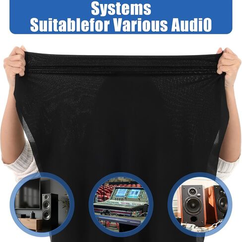 Speaker Grill Cloth 67"x19.7" Black Speaker Fabric Cover Breathable Dustproof Subwoofer Stereo Fabric Replacement for Home Speakers Stage Audio Speakers Custom Cabinets in Saudi Arabia