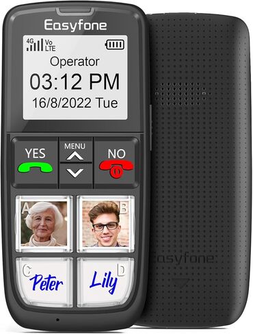 Easyfone Prime-T6 4G هاتف محمول مزود بزر صورة لكبار السن | سهل الاستخدام | صوت واضح | زر SOS | قاعدة شحن سهلة | بطاقة SIM متضمنة | مناسب للخرف والزهايمر والأطفال | 4 أزرار ذاكرة كبيرة، قاعدة شحن سهلة، مفتاح SOS للطوارئ، سهل الاستخدام in Saudi Arabia