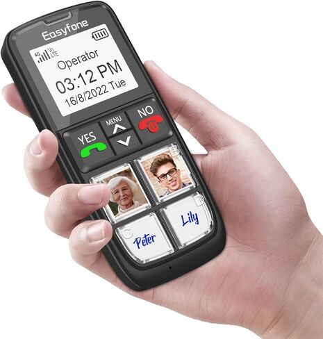 Easyfone Prime-T6 4G هاتف محمول مزود بزر صورة لكبار السن | سهل الاستخدام | صوت واضح | زر SOS | قاعدة شحن سهلة | بطاقة SIM متضمنة | مناسب للخرف والزهايمر والأطفال | 4 أزرار ذاكرة كبيرة، قاعدة شحن سهلة، مفتاح SOS للطوارئ، سهل الاستخدام in Saudi Arabia