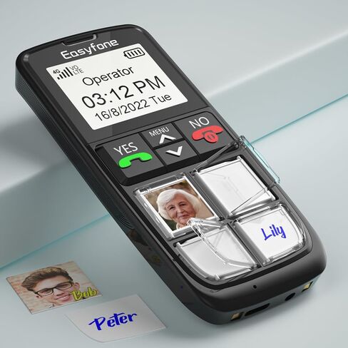 Easyfone Prime-T6 4G هاتف محمول مزود بزر صورة لكبار السن | سهل الاستخدام | صوت واضح | زر SOS | قاعدة شحن سهلة | بطاقة SIM متضمنة | مناسب للخرف والزهايمر والأطفال | 4 أزرار ذاكرة كبيرة، قاعدة شحن سهلة، مفتاح SOS للطوارئ، سهل الاستخدام in Saudi Arabia