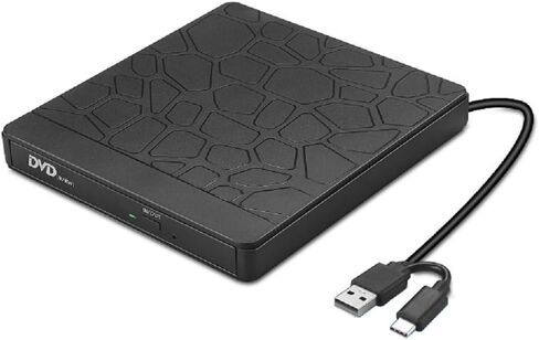 محرك أقراص DVD خارجي USB 3.0 نوع C ناسخ أقراص مضغوطة محمول CD +/-RW محرك أقراص DVD لمشغل ROM Rewriter متوافق مع أجهزة الكمبيوتر المحمول المكتبية Windows MacBook Linux Mac OS in Saudi Arabia