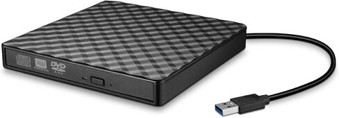 External CD DVD Drive for Laptop, USB 3.0 USB C CD Burner DVD/CD ROM Drive Reader External DVD Drive DVD Player for Laptop Desktop PC Windows 11/10/8.1/7 MacBook Mac Linux OS Apple Black-Double Port in Saudi Arabia