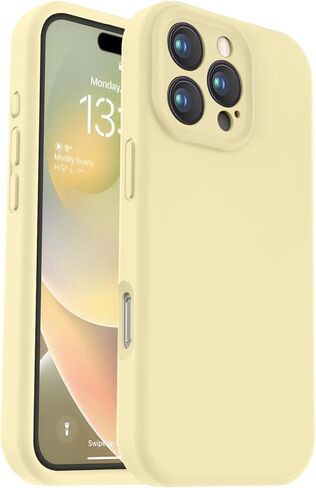 Vooii متوافق مع حافظة iPhone 16 Pro Max، ترقية السيليكون السائل [حماية الكاميرا] [بطانة ناعمة من الألياف الدقيقة المضادة للخدش] حافظة هاتف مقاومة للصدمات لهاتف iPhone 16 Pro Max 6.9 بوصة - أصفر كريمي in Kuwait