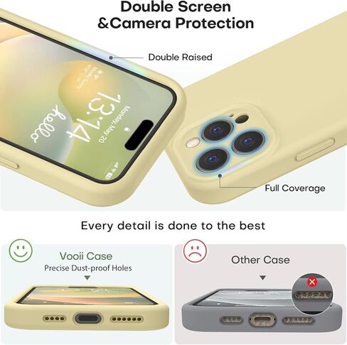 Vooii متوافق مع حافظة iPhone 16 Pro Max، ترقية السيليكون السائل [حماية الكاميرا] [بطانة ناعمة من الألياف الدقيقة المضادة للخدش] حافظة هاتف مقاومة للصدمات لهاتف iPhone 16 Pro Max 6.9 بوصة - أصفر كريمي in Kuwait