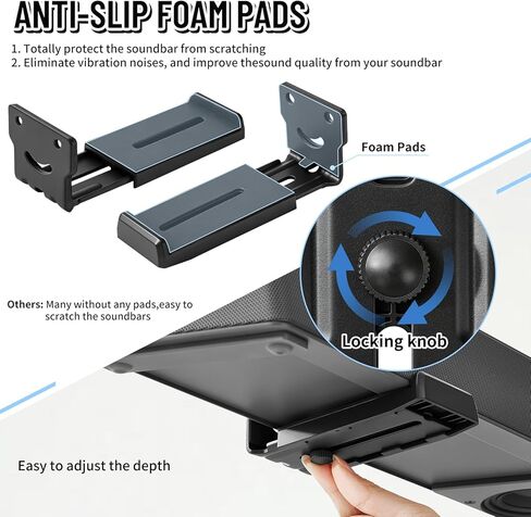 Soundbar Wall Mount Bracket -Universal Soundbar Mount&Soundbar Shelf for Samsung,Bose,Vizio,LG,Sony,JBL and More,Hold up to 66LBS,Depth Adjustable 4.09"-7.28",All-Metal Sturdy Design in Saudi Arabia