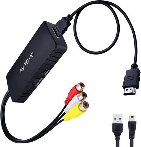 RCA to HDMI,AV to HDMI Converter, 1080P Mini RCA Composite CVBS Video Audio Converter Adapter Supporting PAL/NTSC for TV/PC/ PS3/ STB/VHS/VCR/Blue-Ray DVD Players in Saudi Arabia