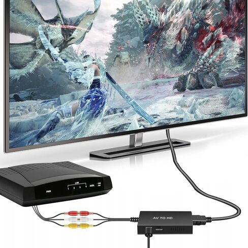 RCA to HDMI,AV to HDMI Converter, 1080P Mini RCA Composite CVBS Video Audio Converter Adapter Supporting PAL/NTSC for TV/PC/ PS3/ STB/VHS/VCR/Blue-Ray DVD Players in Saudi Arabia