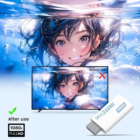 Meliya Wii to HDMI Converter, Wii to HDMI Adapter 1080P with 3.5mm Audio Jack, Compatible with Wii & Wii U, HDMI, Monitor, Display-Supports All Wii Display Modes in Saudi Arabia