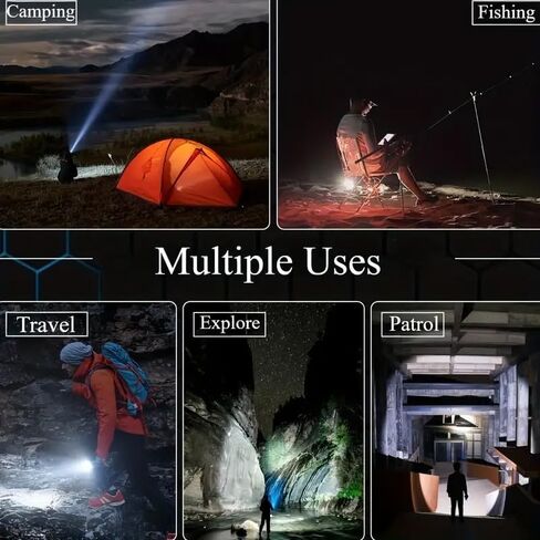 LCD Digital Display Rechargeable Flashlight, 5 Modes with USB Charge & Discharge, Waterproof Tactical Flash Light, Single Pack for Home Emergency, Camping & Hiking Security in Saudi Arabia