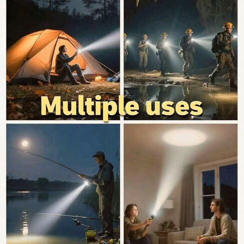 LCD Digital Display Rechargeable Flashlight, 5 Modes with USB Charge & Discharge, Waterproof Tactical Flash Light, Single Pack for Home Emergency, Camping & Hiking Security in Saudi Arabia