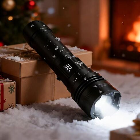 LCD Digital Display Rechargeable Flashlight, 5 Modes with USB Charge & Discharge, Waterproof Tactical Flash Light, Single Pack for Home Emergency, Camping & Hiking Security in Saudi Arabia