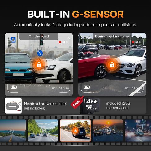 4K Dash Cam for Ford F150/F250, Factory-Style Seamless Dash Camera for Cars, Night Vision with 150° Wide Angle, Loop Recording, G-Sensor, App Control, Easy to Install, Plug and Go, 128GB Card in Kuwait